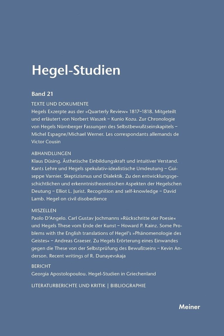 Otto Pöggeler, Friedhelm Nicolin - Hegel-Studien / Hegel-Studien Band 21 (1986), Häftad