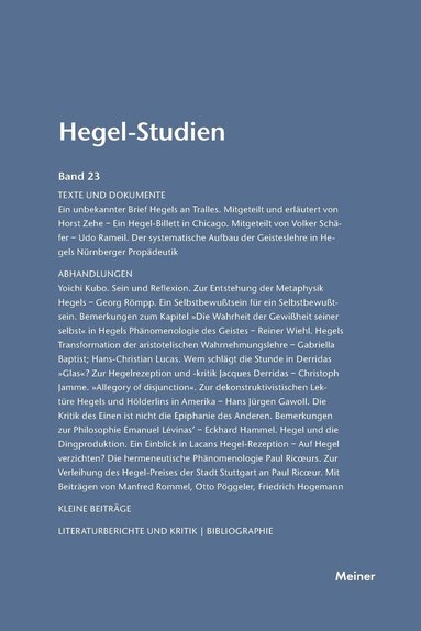 Otto Pöggeler, Friedhelm Nicolin - Hegel-Studien / Hegel-Studien Band 23 (1988), Häftad
