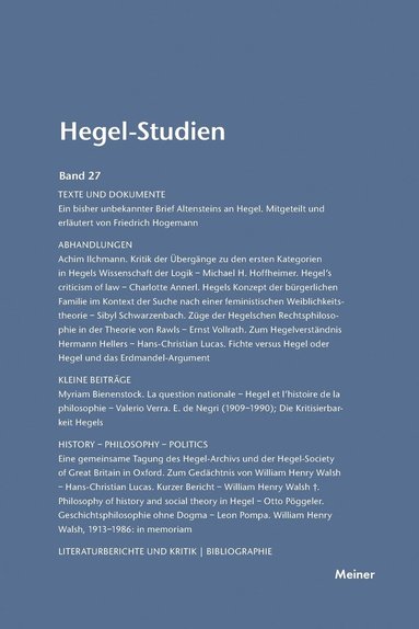 bokomslag Hegel-Studien / Hegel-Studien Band 27 (1992)