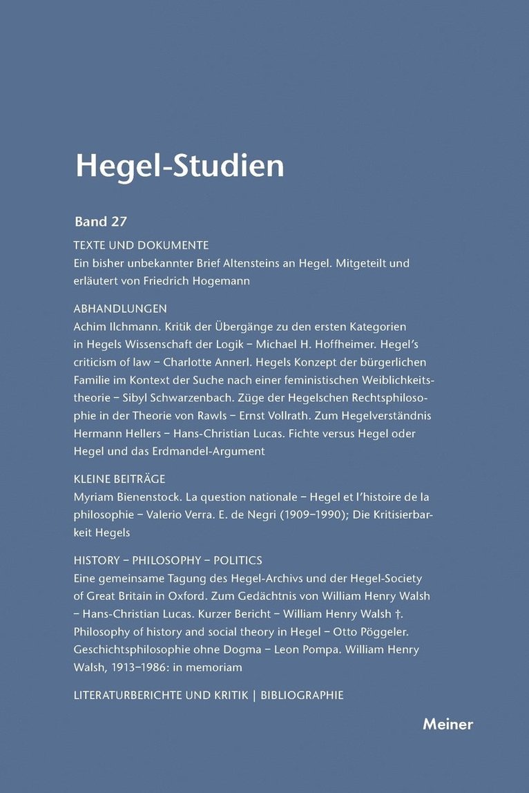 Hegel-Studien / Hegel-Studien Band 27 (1992) 1