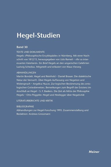bokomslag Hegel-Studien / Hegel-Studien Band 30 (1995)