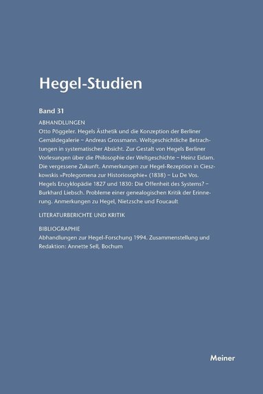 Otto Pöggeler, Friedhelm Nicolin - Hegel-Studien / Hegel-Studien Band 31 (1996), Häftad