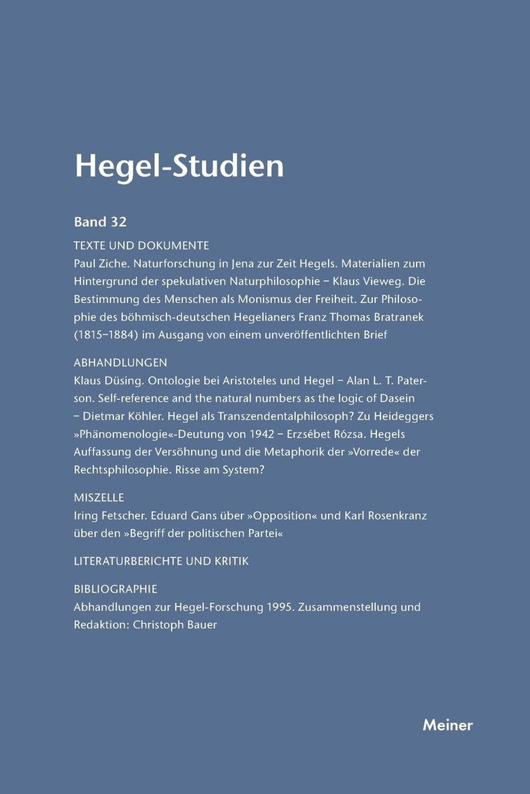 Hegel-Studien / Hegel-Studien Band 32 (1997) 1