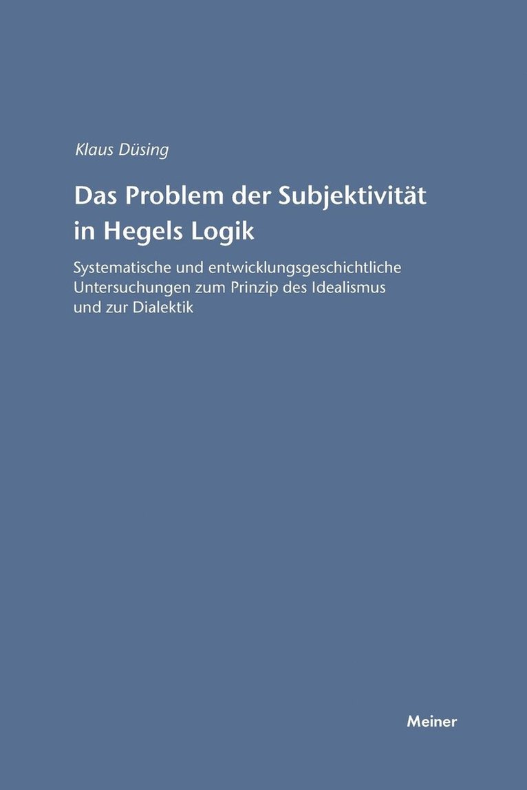 Das Problem der Subjektivitat in Hegels Logik 1