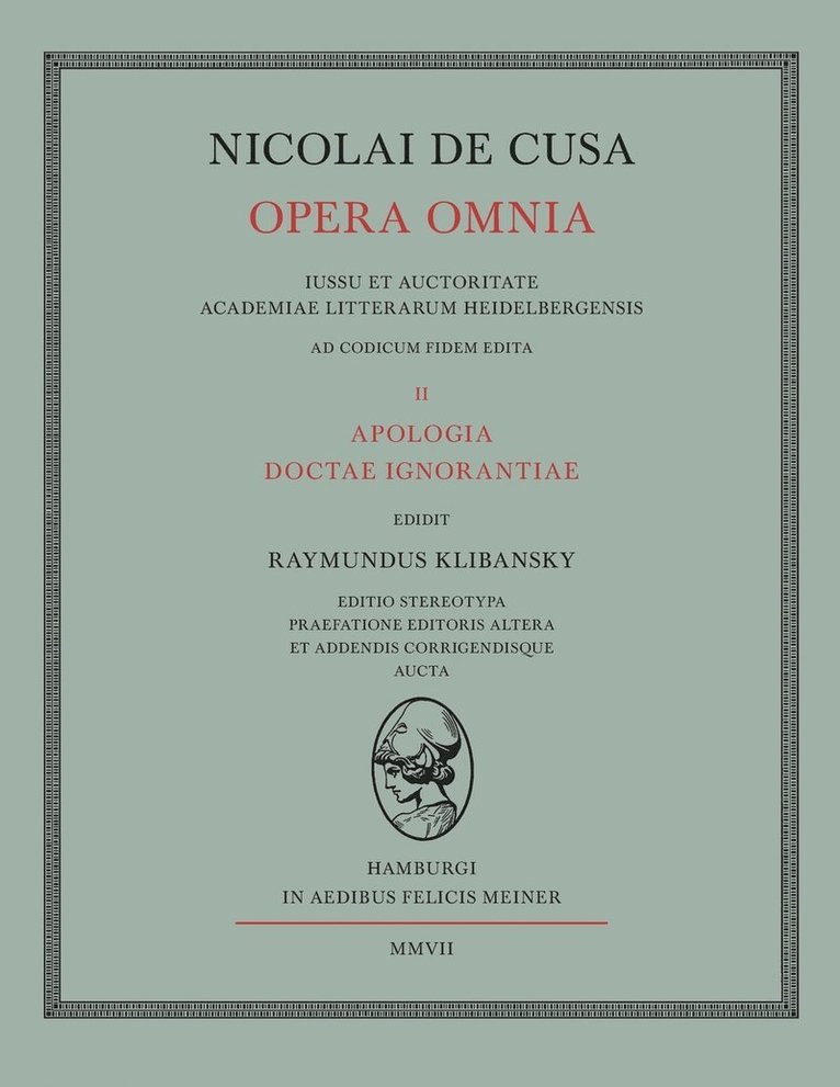 Nikolaus Von Kues, Nikolaus von Kues, Raymund Klibansky - Nicolai de Cusa Opera omnia, Häftad