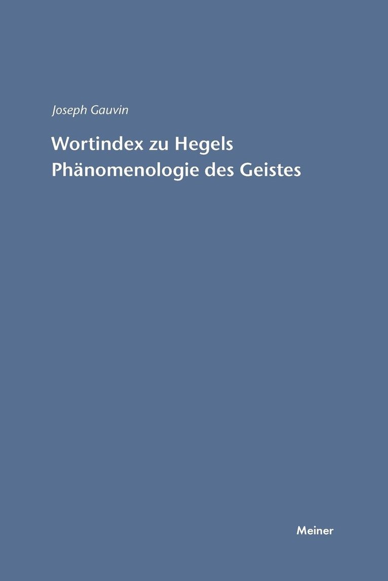 Joseph Gauvin - Wortindex zur Phänomenologie des Geistes, Häftad