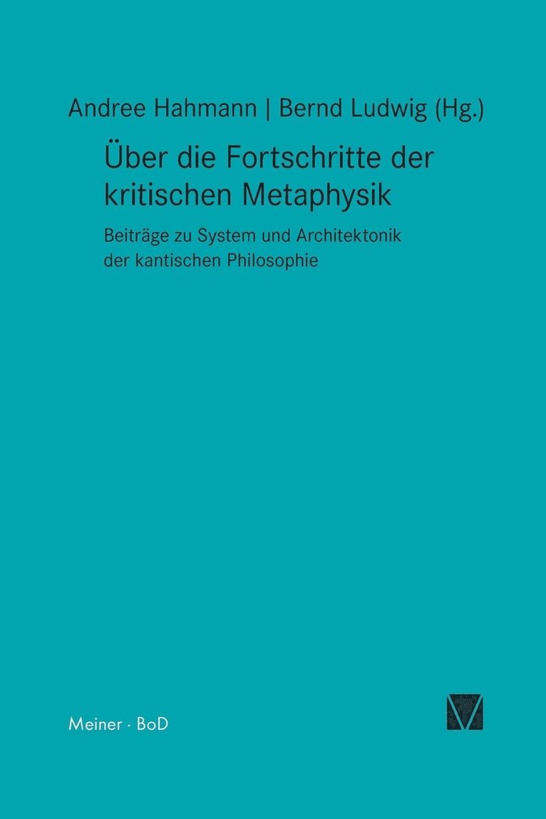 UEber die Fortschritte der kritischen Metaphysik 1