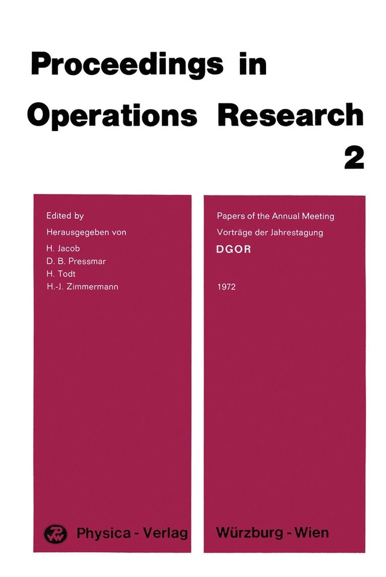 Vortrge der Jahrestagung 1972 DGOR / Papers of the Annual Meeting 1972 1