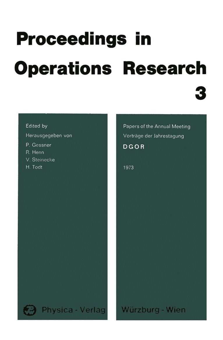 DGOR Papers of the Annual Meeting 1973 / Vortrge der Jahrestagung 1973 1