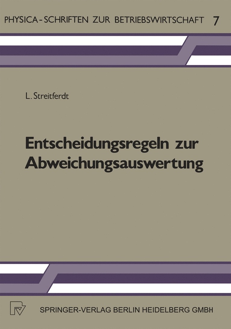 L. Streitferdt, Lothar Streitferdt - Entscheidungsregeln zur Abweichungsauswertung, Häftad