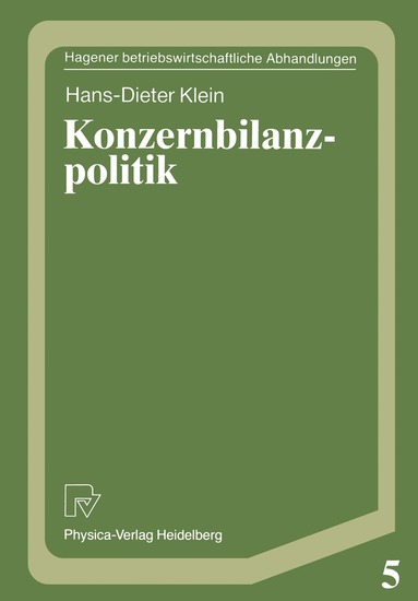 Hans-Dieter Klein - Konzernbilanzpolitik, Häftad