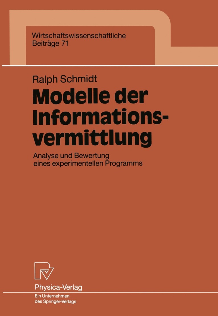 Ralph Schmidt - Modelle der Informationsvermittlung, Häftad