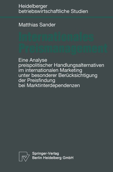 Matthias Sander - Internationales Preismanagement, Häftad