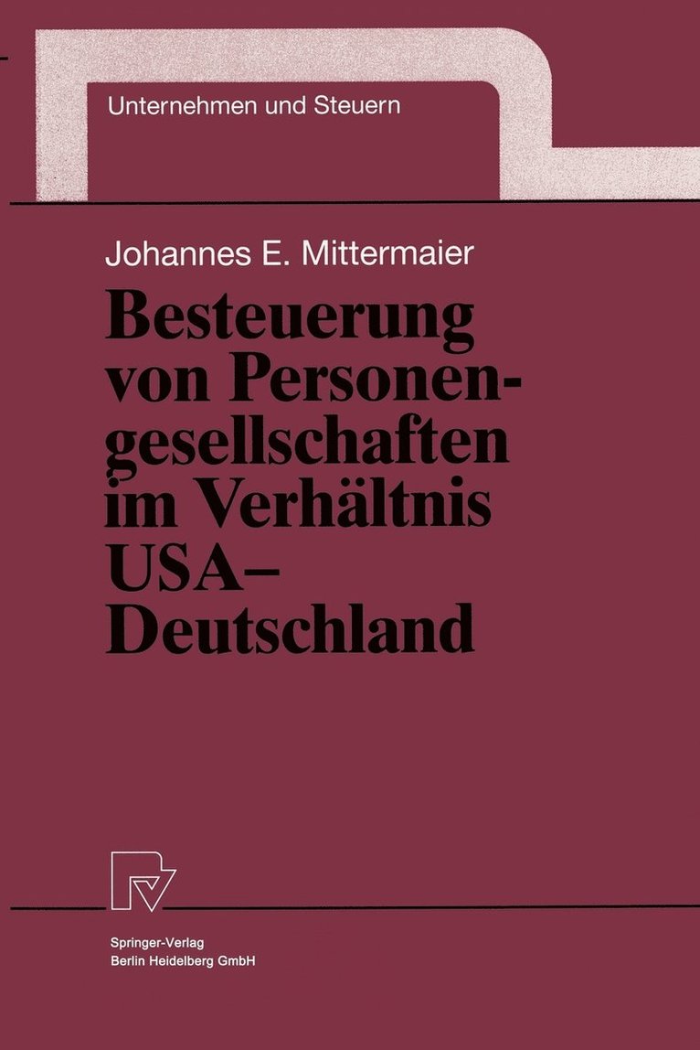 Besteuerung von Personengesellschaften im Verhltnis USA  Deutschland 1