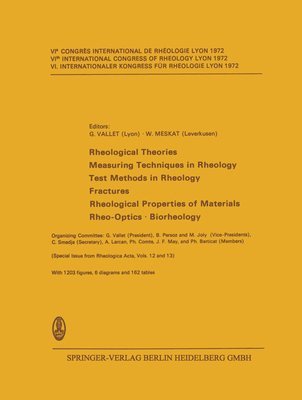 Rheological Theories  Measuring Techniques in Rheology Test Methods in Rheology  Fractures Rheological Properties of Materials  Rheo-Optics  Biorheology 1