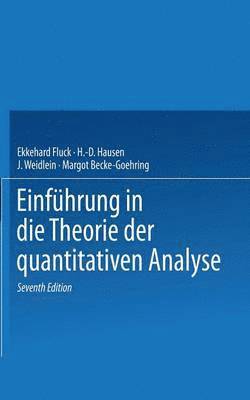 bokomslag Einfhrung in die Theorie der quantitativen Analyse