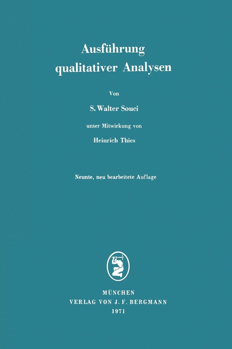 S.W. Souci, S. W. Souci - Ausführung qualitativer Analysen, Häftad