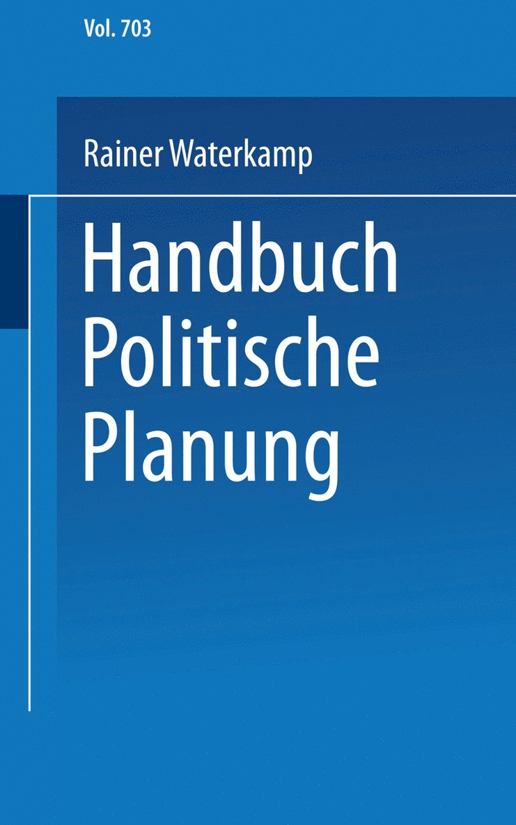 Rainer Waterkamp - Handbuch politische Planung, Häftad
