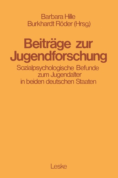 Barbara Hille, Burkhard Roeder - Beiträge zur Jugendforschung, Häftad