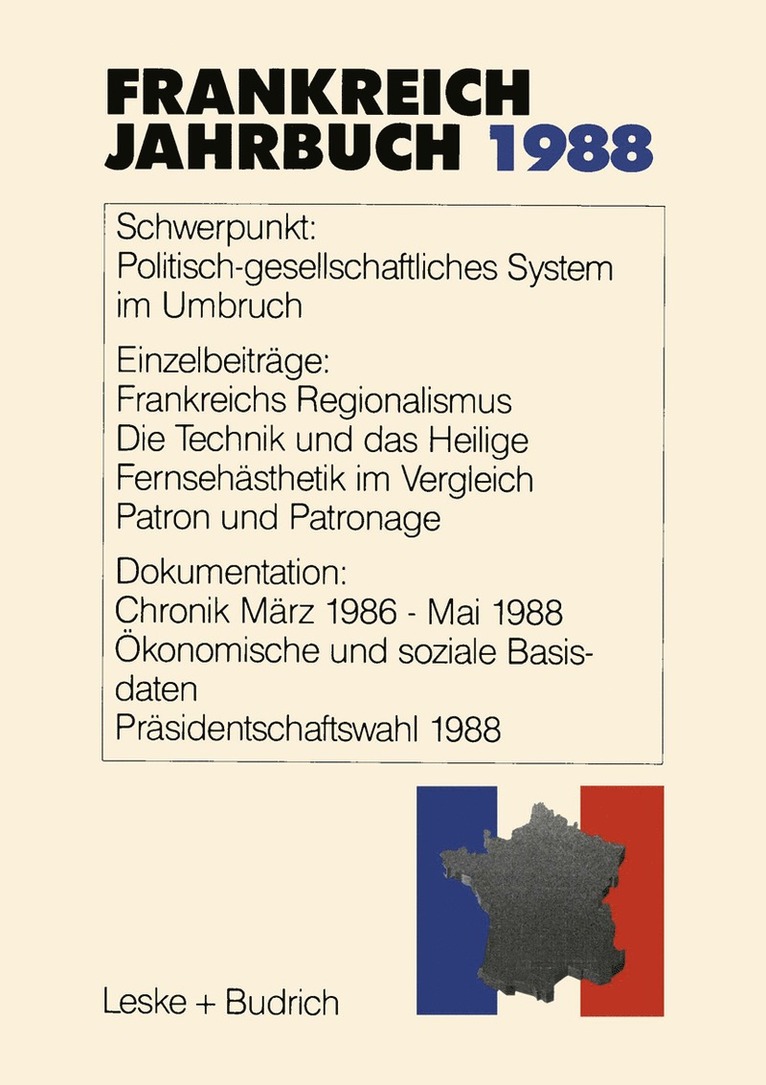 Lothar Albertin, Marieluise Christadler, Gerhard Kiersch, Adolf Kimmel, Robert Picht, Gilbert Ziebura - Frankreich-Jahrbuch 1988, Häftad