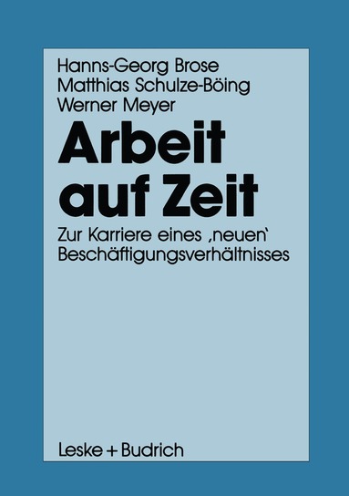 Hanns-Georg Brose, Matthias Schulze-Böing, Werner Meyer - Arbeit auf Zeit, Häftad