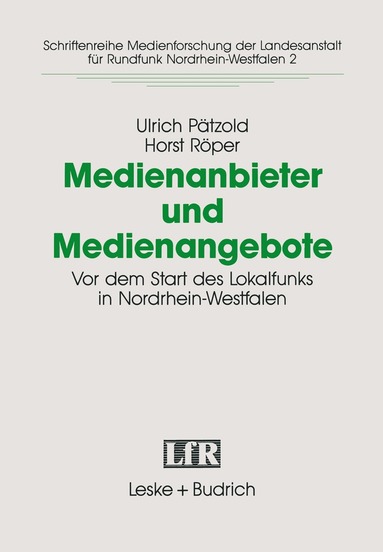 Ulrich Pätzold, Horst Röper - Medienanbieter und Medienangebote, Häftad