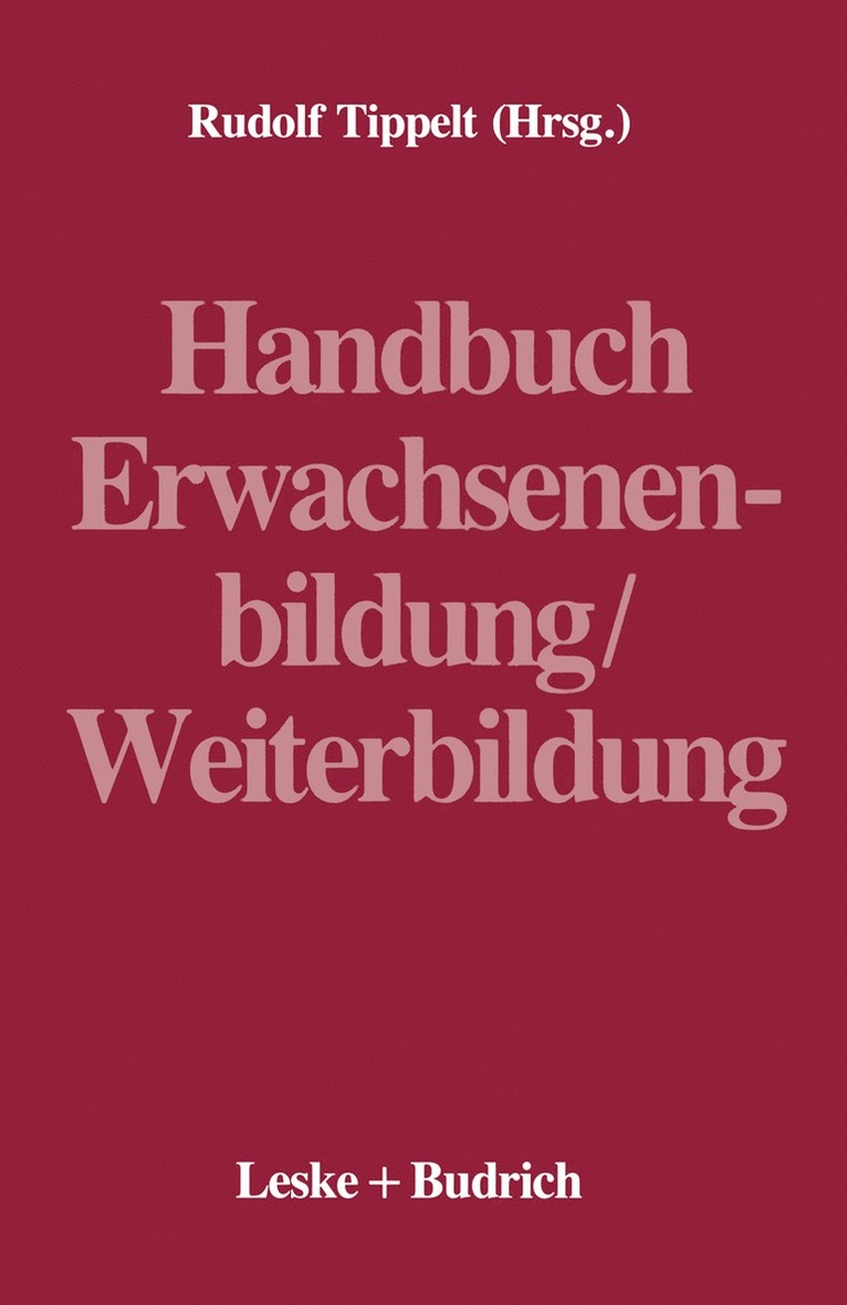 Rudolf Tippelt - Handbuch Erwachsenenbildung/Weiterbildung, Häftad