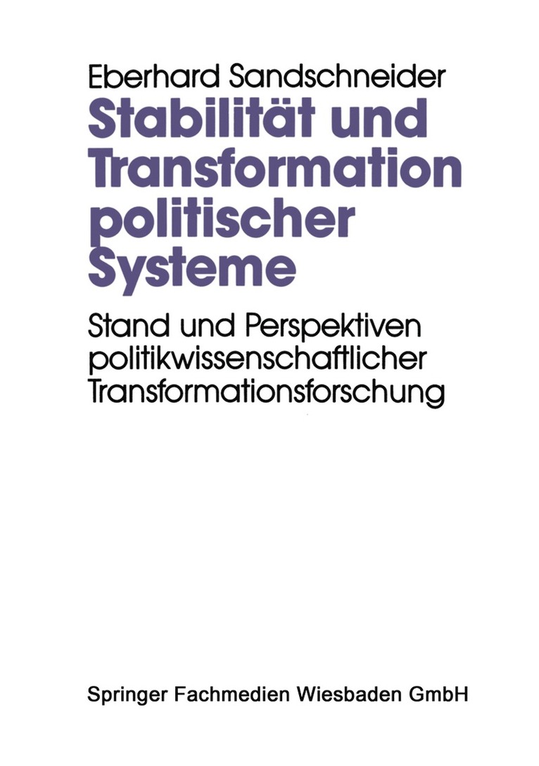 Eberhard Sandschneider - Stabilität und Transformation politischer Systeme, Häftad