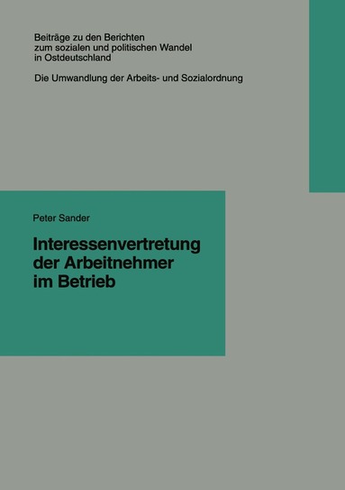 Peter Sander - Interessenvertretung der Arbeitnehmer im Betrieb, Häftad