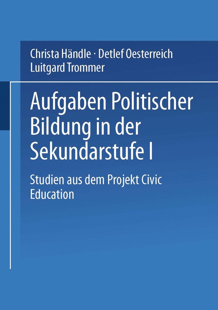 Aufgaben politischer Bildung in der Sekundarstufe I
