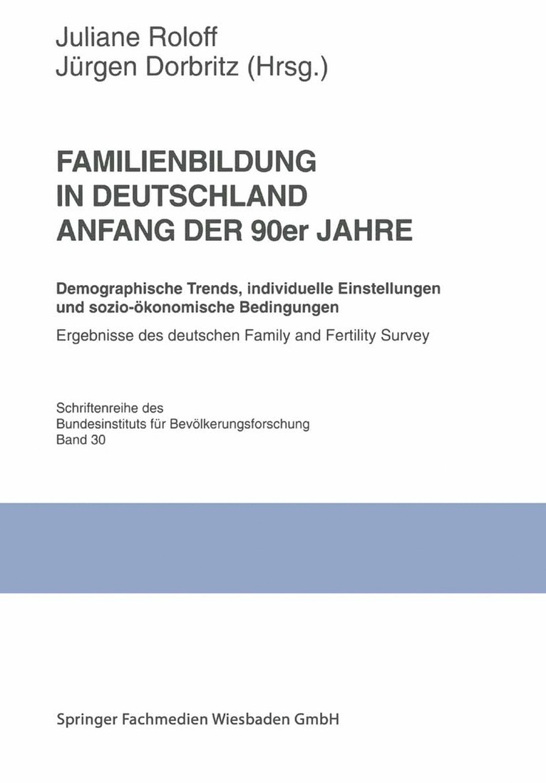 Juliane Roloff, Jürgen Dorbitz - Familienbildung in Deutschland Anfang der 90er Jahre, Häftad