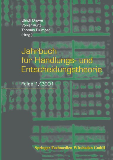 Ulrich Druwe, Volker Kunz, Thomas Plümper - Jahrbuch für Handlungs- und Entscheidungstheorie, Häftad