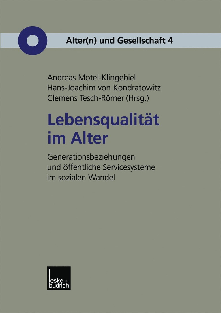 Andreas Motel-Klingebiel, Hans-Joachim Kondratowitz, Clemens Tesch-Römer, Hans-Joachim von Kondratowitz - Lebensqualität im Alter, Häftad