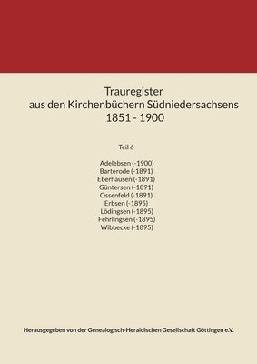 bokomslag Trauregister aus den Kirchenbüchern Südniedersachsens 1851 - 1900