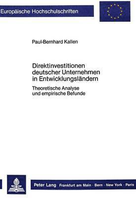 bokomslag Direktinvestitionen Deutscher Unternehmen in Entwicklungslaendern