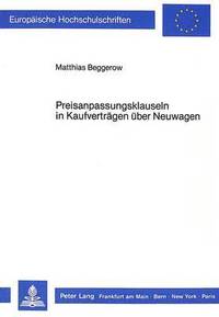 bokomslag Preisanpassungsklauseln in Kaufvertraegen Ueber Neuwagen