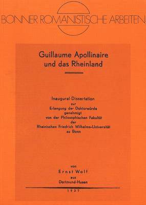 bokomslag Guillaume Apollinaire Und Das Rheinland