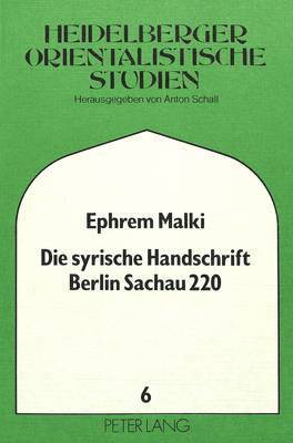Die Syrische Handschrift Berlin Sachau 220 1