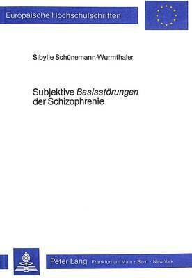 bokomslag Subjektive Basisstoerungen Der Schizophrenie