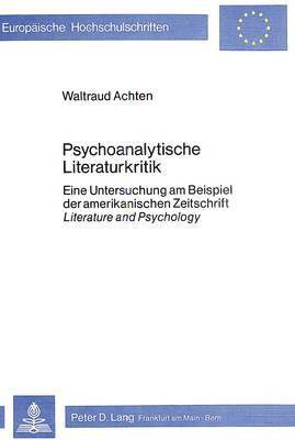 bokomslag Psychoanalytische Literaturkritik