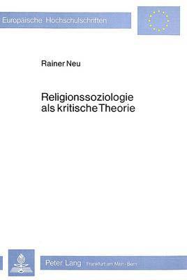 bokomslag Religionssoziologie ALS Kritische Theorie