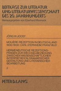 bokomslag Molire-Rezeption in Deutschland 1900-1930: - Carl Sternheim, Franz Blei