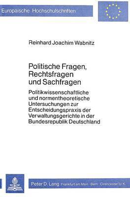 bokomslag Politische Fragen, Rechtsfragen Und Sachfragen