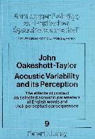 John Oakeshott-Taylor, Wolfgang Viereck - Acoustic Variability and Its Perception, Häftad