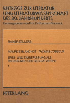 bokomslag Maurice Blanchot: Thomas l'Obscur