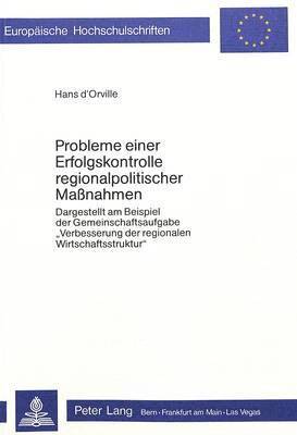 bokomslag Probleme Einer Erfolgskontrolle Regionalpolitischer Massnahmen