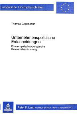 bokomslag Unternehmenspolitische Entscheidungen