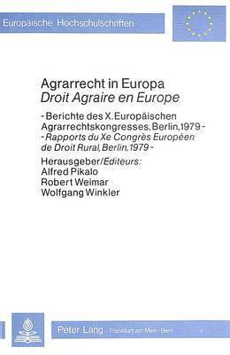 Agrarrecht in Europa / Droit Agraire En Europe 1