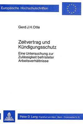 bokomslag Zeitvertrag Und Kuendigungsschutz