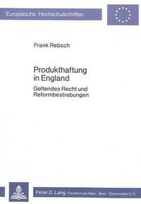 bokomslag Produkthaftung in England